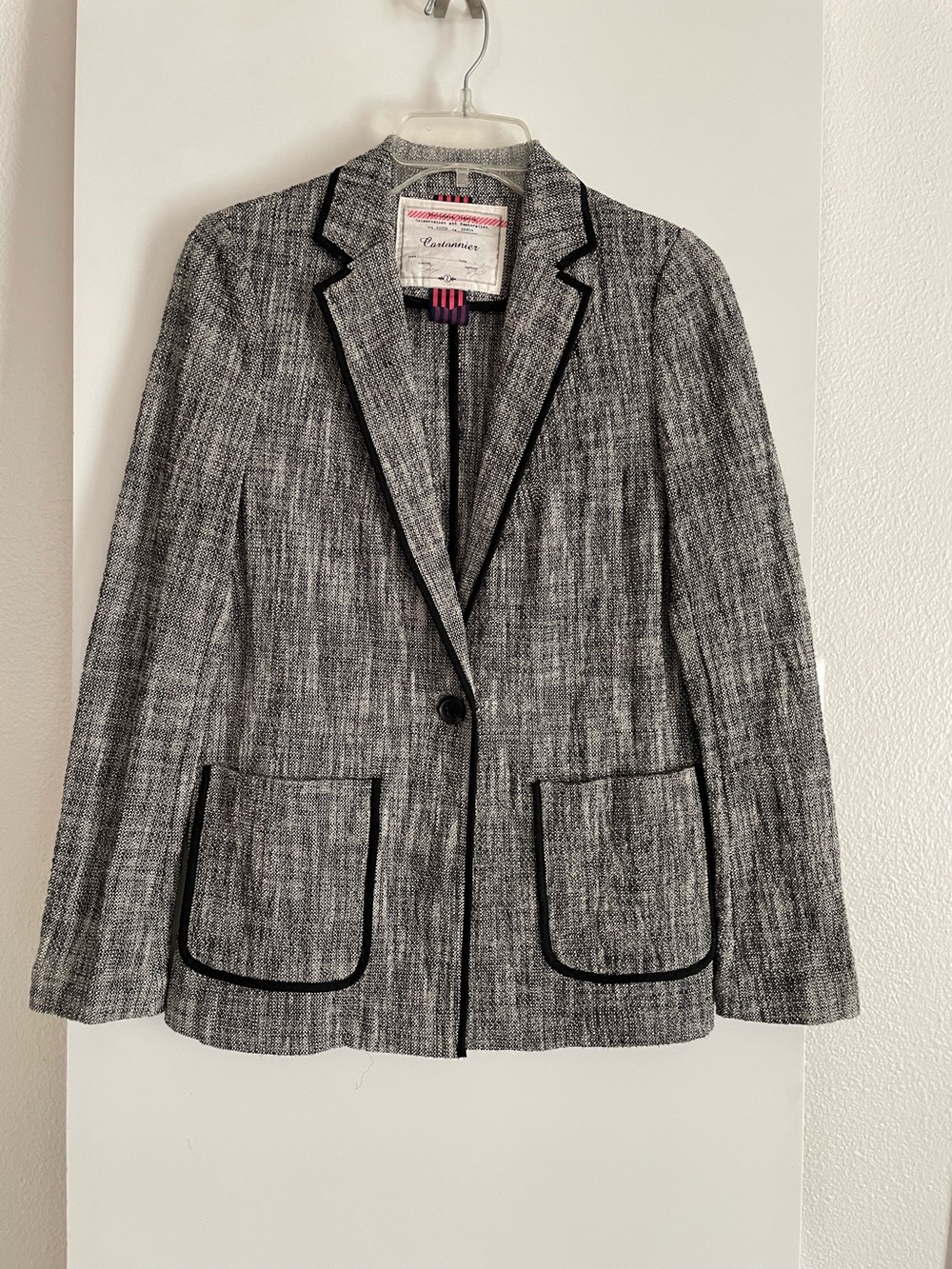 Cartonnier Grey Cotton Preppy Lightweight Tweed Blazer Unlined nwot